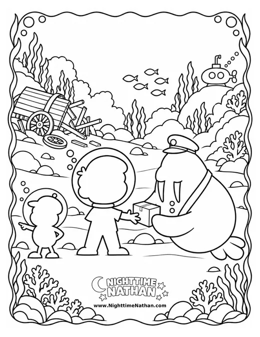 The Deep Sea Delivery coloring page